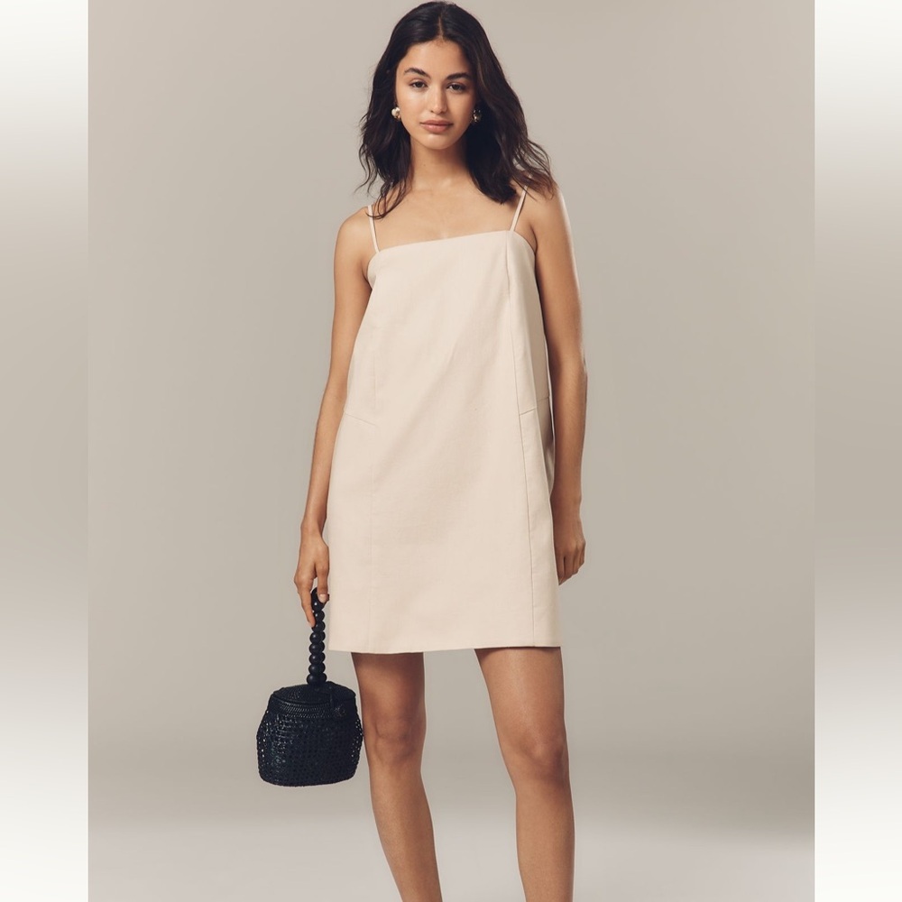 Anthropologie Mare Mare Linen Blend Square-Neck A-Line Mini Dress